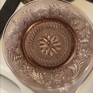 Indiana Glass Pink Floral Dinner Plate